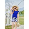 Arshiner Girls Shorts Sets 2 Pieces Outfits Twist Front Ruffle Sleeve T-Shirts and Shorts With Pockets Cute Clothes Sets(Blue)
