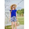 Arshiner Girls Shorts Sets 2 Pieces Outfits Twist Front Ruffle Sleeve T-Shirts and Shorts With Pockets Cute Clothes Sets(Blue)