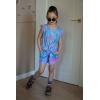 Arshiner Girls Shorts Sets 2 Pieces Outfits Twist Front Ruffle Sleeve T-Shirts and Shorts With Pockets Cute Clothes Sets(Blue Tie Dye)