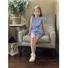 Arshiner Girls Shorts Sets 2 Pieces Outfits Twist Front Ruffle Sleeve T-Shirts and Shorts With Pockets Cute Clothes Sets(Blue Tie Dye)