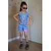 Arshiner Girls Shorts Sets 2 Pieces Outfits Twist Front Ruffle Sleeve T-Shirts and Shorts With Pockets Cute Clothes Sets(Blue Tie Dye)