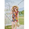 Arshiner Girls Shorts Sets 2 Pieces Outfits Twist Front Ruffle Sleeve T-Shirts and Shorts With Pockets Cute Clothes Sets(Hawaiian)