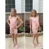 Arshiner Girls Shorts Sets 2 Pieces Outfits Twist Front Ruffle Sleeve T-Shirts and Shorts With Pockets Cute Clothes Sets(Orange Floral Print)