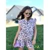 Arshiner Girls Shorts Sets 2 Pieces Outfits Twist Front Ruffle Sleeve T-Shirts and Shorts With Pockets Cute Clothes Sets(Pink Leopard Print)