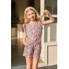 Arshiner Girls Shorts Sets 2 Pieces Outfits Twist Front Ruffle Sleeve T-Shirts and Shorts With Pockets Cute Clothes Sets(Pink Leopard Print)