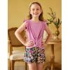 Arshiner Girls Shorts Sets 2 Pieces Outfits Twist Front Ruffle Sleeve T-Shirts and Shorts With Pockets Cute Clothes Sets(Purple)