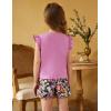 Arshiner Girls Shorts Sets 2 Pieces Outfits Twist Front Ruffle Sleeve T-Shirts and Shorts With Pockets Cute Clothes Sets(Purple)