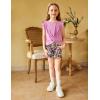 Arshiner Girls Shorts Sets 2 Pieces Outfits Twist Front Ruffle Sleeve T-Shirts and Shorts With Pockets Cute Clothes Sets(Purple)