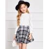 Arshiner Girls Skirt Set Knit Puff Sleeve Turtleneck Sweater Tops and Flared Mini Skirts with Pockets Clothing Sets(White and Plaid 3)