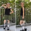 Arshiner Girls Summer 2 Piece Outfit Sleeveless Top and Paperbag Waist Shorts with Pockets Kids Shorts Set Ages 5-13(Army Green)