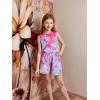 Arshiner Girls Summer 2 Piece Outfit Sleeveless Top and Paperbag Waist Shorts with Pockets Kids Shorts Set Ages 5-13(Blue Pink Tie Dye)