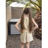 Arshiner Girls Summer 2 Piece Outfit Sleeveless Top and Paperbag Waist Shorts with Pockets Kids Shorts Set Ages 5-13(Kahaki)
