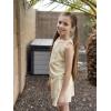 Arshiner Girls Summer 2 Piece Outfit Sleeveless Top and Paperbag Waist Shorts with Pockets Kids Shorts Set Ages 5-13(Kahaki)