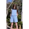 Arshiner Girls Summer 2 Piece Outfit Sleeveless Top and Paperbag Waist Shorts with Pockets Kids Shorts Set Ages 5-13(Light Blue)