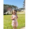 Arshiner Girls Summer 2 Piece Outfit Sleeveless Top and Paperbag Waist Shorts with Pockets Kids Shorts Set Ages 5-13(Light Pink)