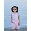 Arshiner Girls Summer 2 Piece Outfit Sleeveless Top and Paperbag Waist Shorts with Pockets Kids Shorts Set Ages 5-13(Light Pink)