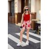 Arshiner Girls Summer 2 Piece Outfit Sleeveless Top and Paperbag Waist Shorts with Pockets Kids Shorts Set Ages 5-13(Love)