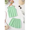 Arshiner Girls Summer 2 Piece Outfit Sleeveless Top and Paperbag Waist Shorts with Pockets Kids Shorts Set Ages 5-13(Mint Green)