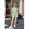 Arshiner Girls Summer 2 Piece Outfit Sleeveless Top and Paperbag Waist Shorts with Pockets Kids Shorts Set Ages 5-13(Mint Green)