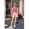 Arshiner Girls Summer 2 Piece Outfit Sleeveless Top and Paperbag Waist Shorts with Pockets Kids Shorts Set Ages 5-13(Pink Stripe)