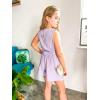Arshiner Girls Summer 2 Piece Outfit Sleeveless Top and Paperbag Waist Shorts with Pockets Kids Shorts Set Ages 5-13(Purple)