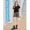Arshiner Girls Summer 2 Piece Outfits Tie Dye Short Sets Casual Twist Front Short Sleeve Tops and Pant with Pockets(Black&leopard)