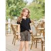 Arshiner Girls Summer 2 Piece Outfits Tie Dye Short Sets Casual Twist Front Short Sleeve Tops and Pant with Pockets(Black&leopard)