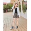 Arshiner Girls Summer 2 Piece Outfits Tie Dye Short Sets Casual Twist Front Short Sleeve Tops and Pant with Pockets(Black&leopard)