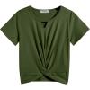 Arshiner Girls Summer 2 Piece Outfits Tie Dye Short Sets Casual Twist Front Short Sleeve Tops and Pant with Pockets(Green&camouflage)