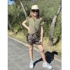 Arshiner Girls Summer 2 Piece Outfits Tie Dye Short Sets Casual Twist Front Short Sleeve Tops and Pant with Pockets(Green&camouflage)