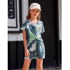 Arshiner Girls Summer 2 Piece Outfits Tie Dye Short Sets Casual Twist Front Short Sleeve Tops and Pant with Pockets(White&yellow&gray)