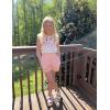 Arshiner Girls Summer Clothes 2 Piece Ruffle Trimmed Sleeveless Tank Top and High Waist Shorts with Pockets Clothing Sets(Flower_pink)