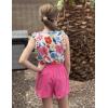 Arshiner Girls Summer Clothes 2 Piece Ruffle Trimmed Sleeveless Tank Top and High Waist Shorts with Pockets Clothing Sets(Flower_rose Red)