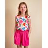 Arshiner Girls Summer Clothes 2 Piece Ruffle Trimmed Sleeveless Tank Top and High Waist Shorts with Pockets Clothing Sets(Flower_rose Red)