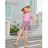Arshiner Girls Summer Clothes 2 Piece Ruffle Trimmed Sleeveless Tank Top and High Waist Shorts with Pockets Clothing Sets(Purple_flower)
