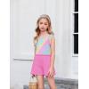 Arshiner Girls Summer Clothes 2 Piece Ruffle Trimmed Sleeveless Tank Top and High Waist Shorts with Pockets Clothing Sets(Rainbow Leopard_rose Red)