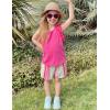Arshiner Girls Summer Clothes 2 Piece Ruffle Trimmed Sleeveless Tank Top and High Waist Shorts with Pockets Clothing Sets(Rose Red_rainbow)