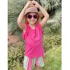 Arshiner Girls Summer Clothes 2 Piece Ruffle Trimmed Sleeveless Tank Top and High Waist Shorts with Pockets Clothing Sets(Rose Red_rainbow)