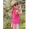 Arshiner Girls Summer Clothes 2 Piece Ruffle Trimmed Sleeveless Tank Top and High Waist Shorts with Pockets Clothing Sets(Rose Red_rainbow)