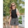 Arshiner Girls Summer Clothing Sets 2 Piece Outfits Knit Ruched Knot Side Tank Top and High Waist Shorts with Pockets(Black Flower)