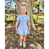 Arshiner Girls Summer Jumpsuits Tie Back Off Shoulder Short Sleeve One Piece Rompers Ruffle Smocked Casual Shorts Outfits(Blue)