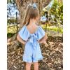 Arshiner Girls Summer Jumpsuits Tie Back Off Shoulder Short Sleeve One Piece Rompers Ruffle Smocked Casual Shorts Outfits(Blue)