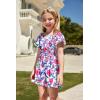 Arshiner Girls Summer Jumpsuits Tie Back Off Shoulder Short Sleeve One Piece Rompers Ruffle Smocked Casual Shorts Outfits(Butterfly Pattern)