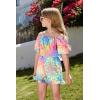 Arshiner Girls Summer Jumpsuits Tie Back Off Shoulder Short Sleeve One Piece Rompers Ruffle Smocked Casual Shorts Outfits(Colorful Leopard)