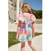 Arshiner Girls Summer Jumpsuits Tie Back Off Shoulder Short Sleeve One Piece Rompers Ruffle Smocked Casual Shorts Outfits(Colorful Leopard)