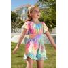 Arshiner Girls Summer Jumpsuits Tie Back Off Shoulder Short Sleeve One Piece Rompers Ruffle Smocked Casual Shorts Outfits(Colorful Leopard)
