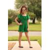 Arshiner Girls Summer Jumpsuits Tie Back Off Shoulder Short Sleeve One Piece Rompers Ruffle Smocked Casual Shorts Outfits(Green)