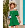 Arshiner Girls Summer Jumpsuits Tie Back Off Shoulder Short Sleeve One Piece Rompers Ruffle Smocked Casual Shorts Outfits(Green)