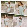 Arshiner Girls Summer Jumpsuits Tie Back Off Shoulder Short Sleeve One Piece Rompers Ruffle Smocked Casual Shorts Outfits(Light Green)