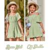 Arshiner Girls Summer Jumpsuits Tie Back Off Shoulder Short Sleeve One Piece Rompers Ruffle Smocked Casual Shorts Outfits(Light Green)